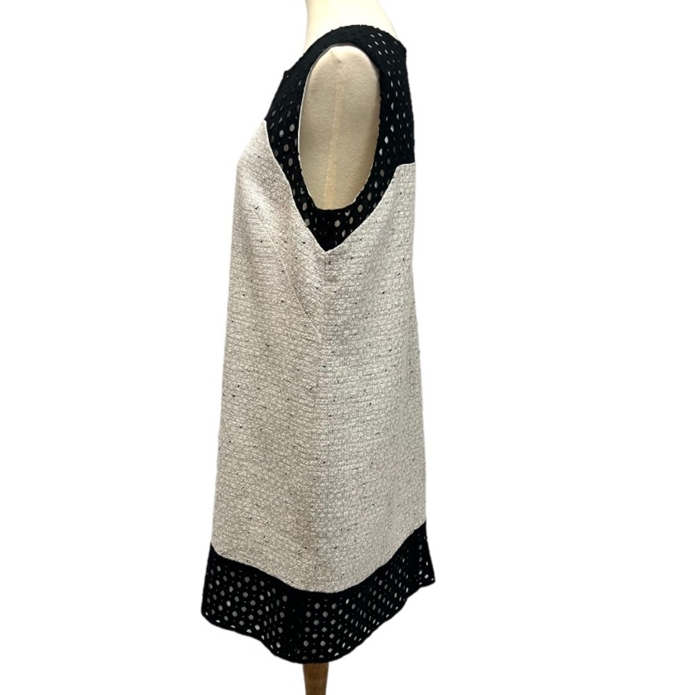 Ann Taylor Tweed Sleeveless Black Trim Casual Shift Dress Women’s 14 - Picture 4 of 12